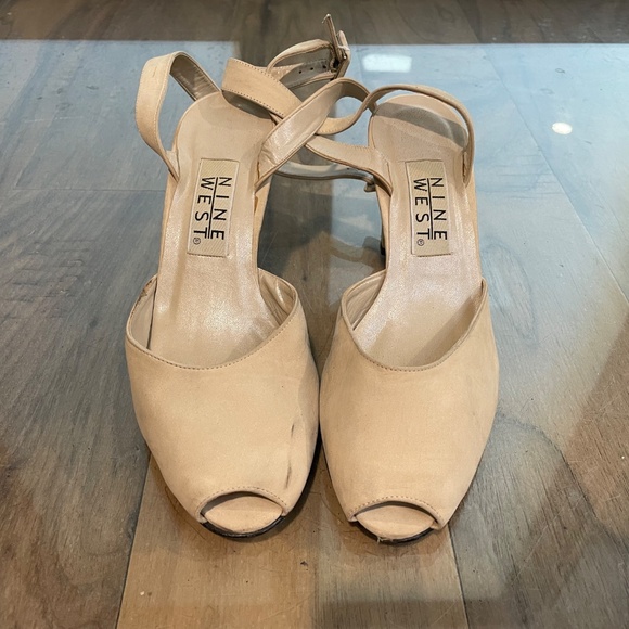 Suede Open-Toe Heels with Ankle Straps - Picture 3 of 8